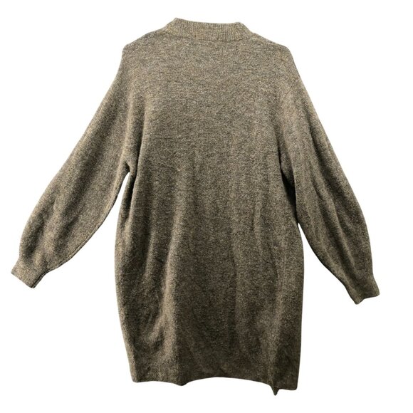 H&M Longline Cardigan Womens XS Brown Open Front Soft Fuzzy Balloon Sleeve - Picture 2 of 8